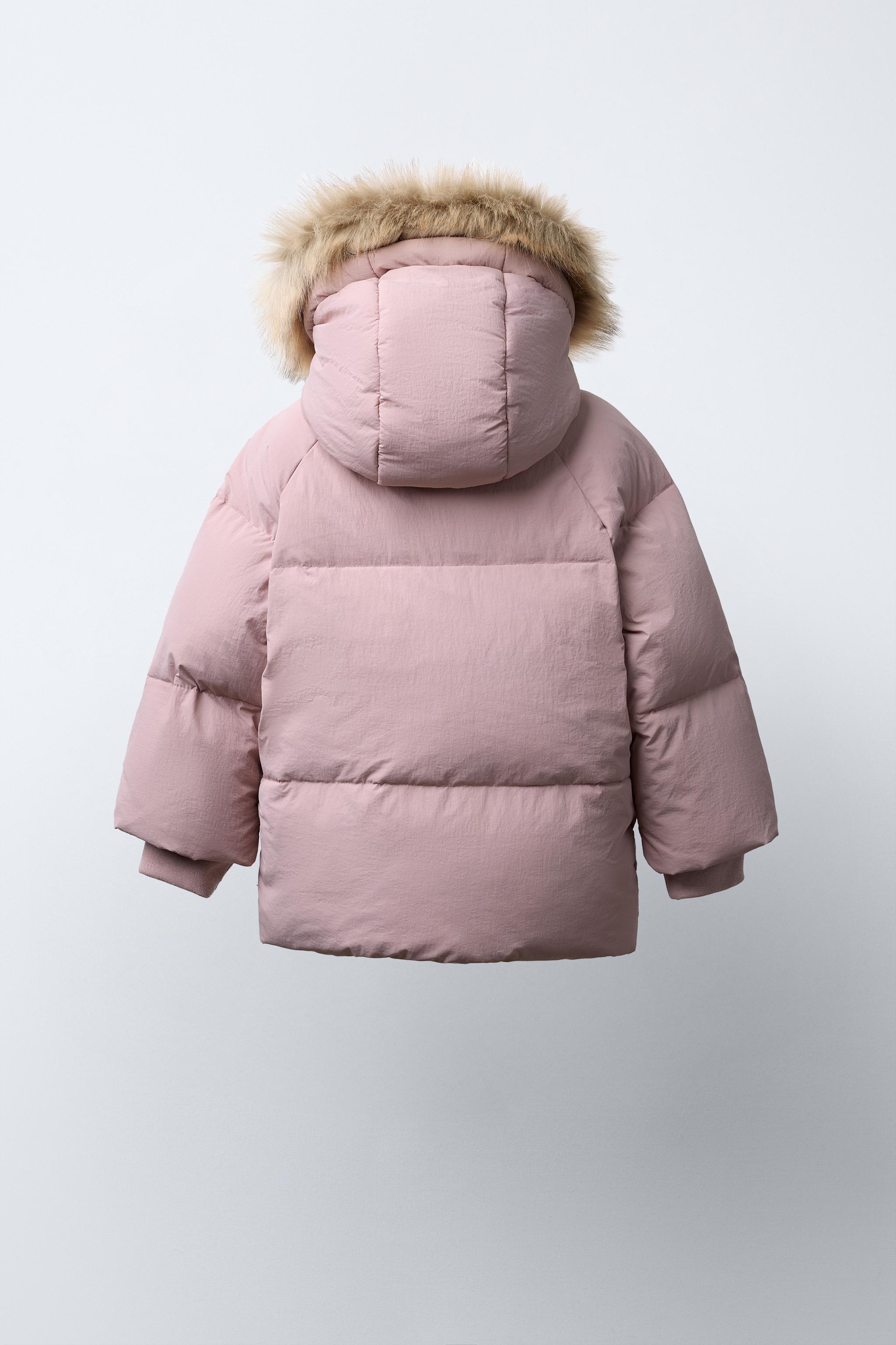WATER REPELLENT DOWN PUFFER COAT WITH REMOVABLE FAUX FUR HOODIE